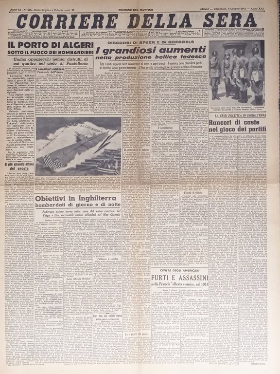 Quotidiano - Corriere della Sera N. 135 - 1943 Il … | Immagine Gallery 1