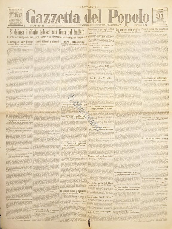 Quotidiano - Gazzetta del Popolo N. 148 - 1919 Si …