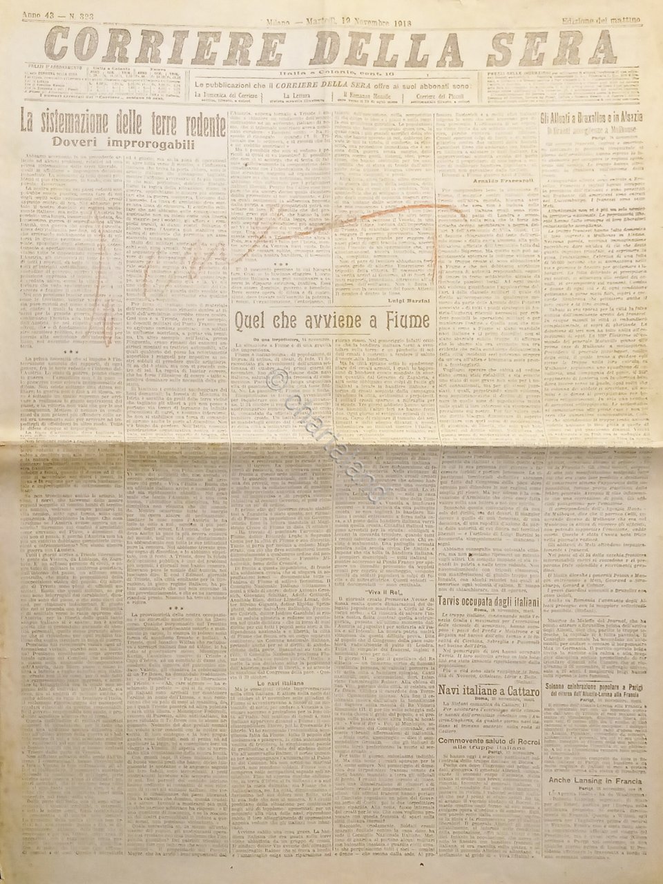 Quotidiano - Gazzetta del Popolo N. 323 - 1918 Alleati …