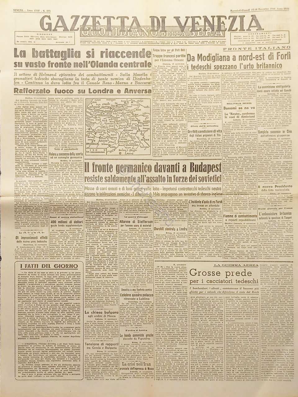 Quotidiano - Gazzetta di Venezia N. 273 - 1944 Battaglia …