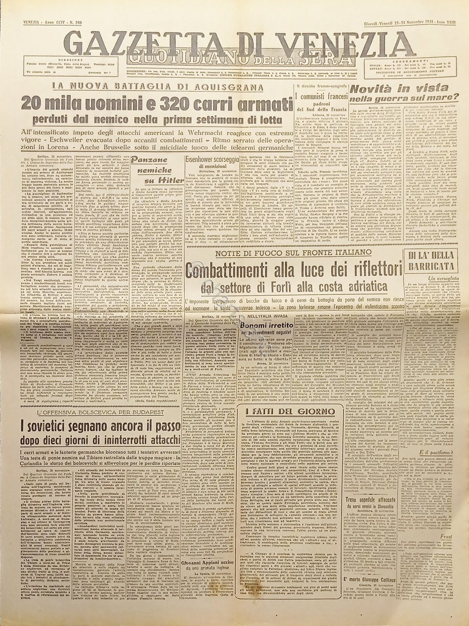 Quotidiano - Gazzetta di Venezia N. 280 - 1944 La …