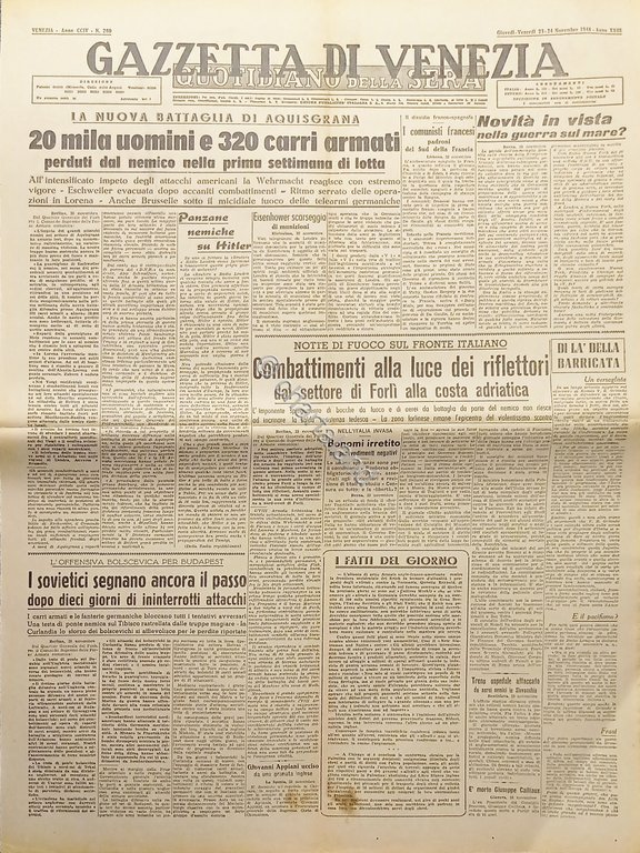 Quotidiano - Gazzetta di Venezia N. 280 - 1944 La …
