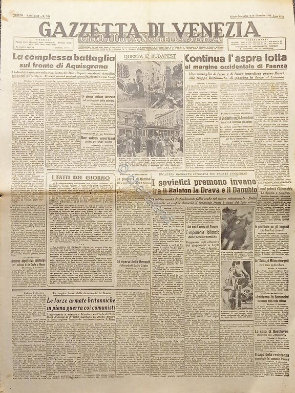 Quotidiano - Gazzetta di Venezia N. 294 - 1944 Battaglia …