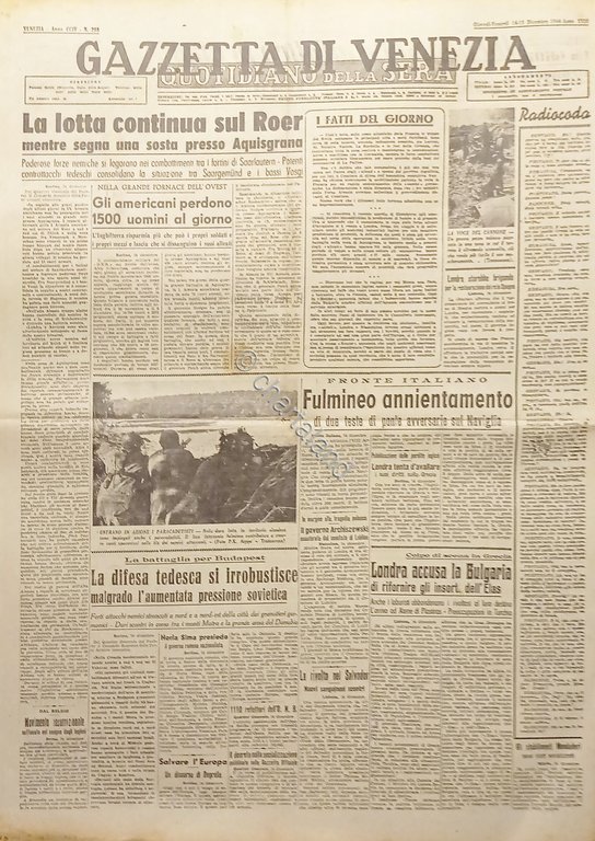Quotidiano - Gazzetta di Venezia N. 298 - 1944 La …