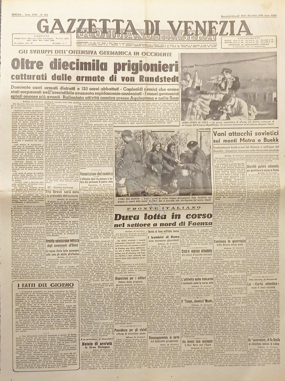 Quotidiano - Gazzetta di Venezia N. 303 - 1944 Oltre …