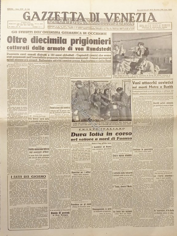 Quotidiano - Gazzetta di Venezia N. 303 - 1944 Oltre …
