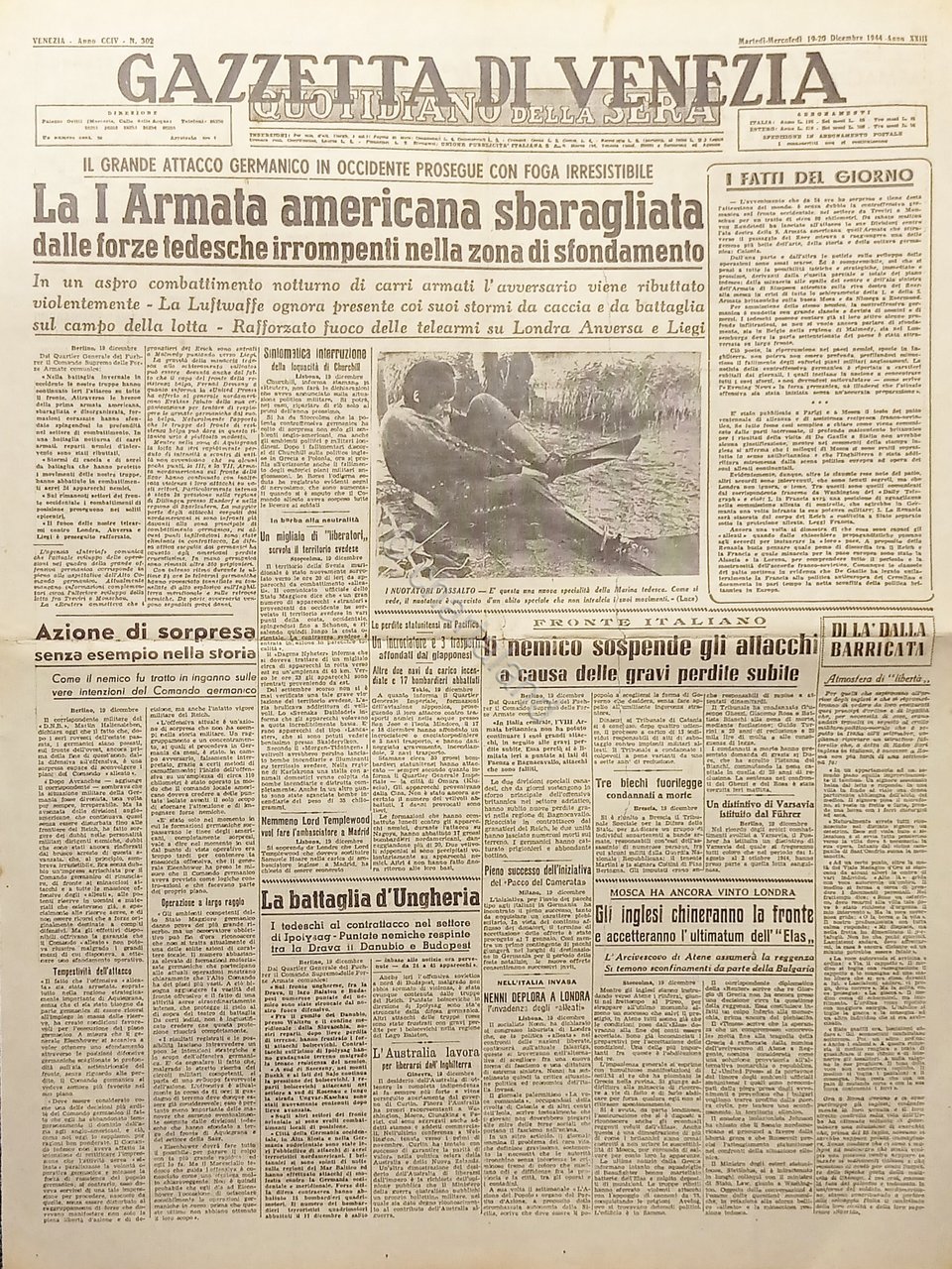Quotidiano - Gazzetta di Venezia N. 304 - 1944 La …