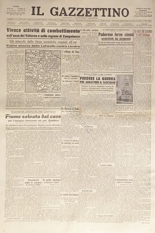 Quotidiano - Il Gazzettino n. 253 - 1943 Combattimento nell'ansa …