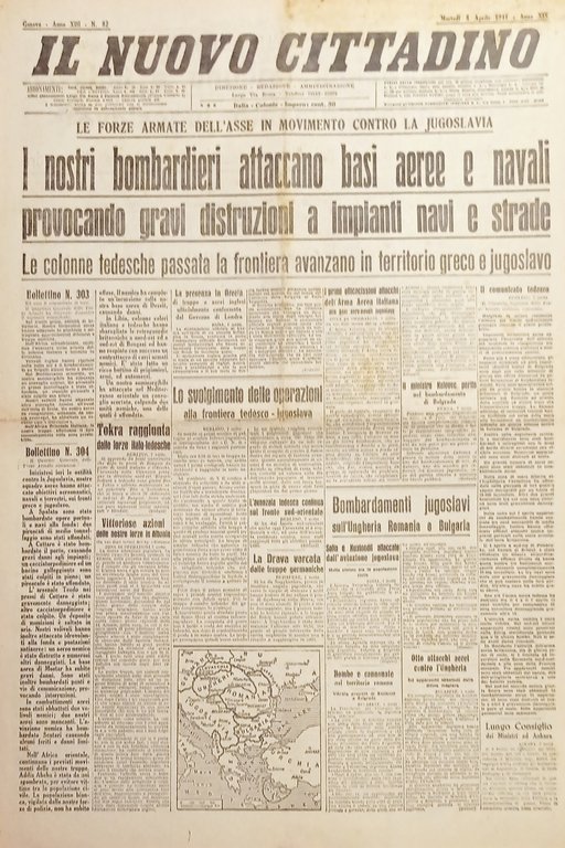 Quotidiano - Il Nuovo Cittadino N. 82 - Forze Armate Asse contro Jugoslavia 1941