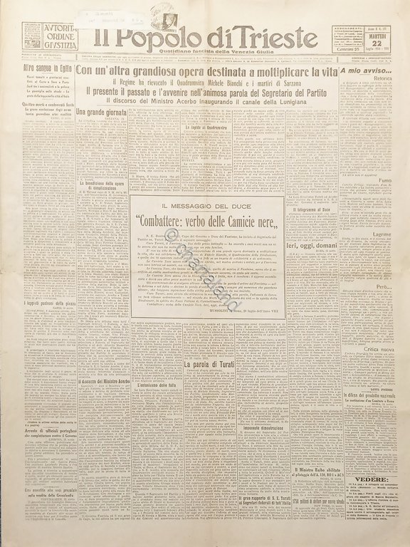 Quotidiano - Il Popolo di Trieste N. 171 - Regime …