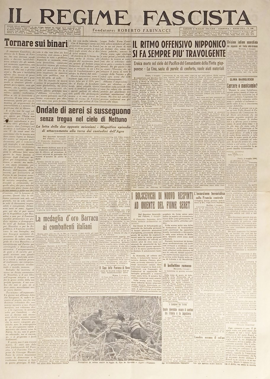 Quotidiano - Il Regime Fascista n. 108 - 1944 Il …