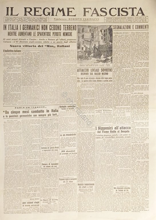 Quotidiano - Il Regime Fascista n. 116 - 1944 Attacchi …