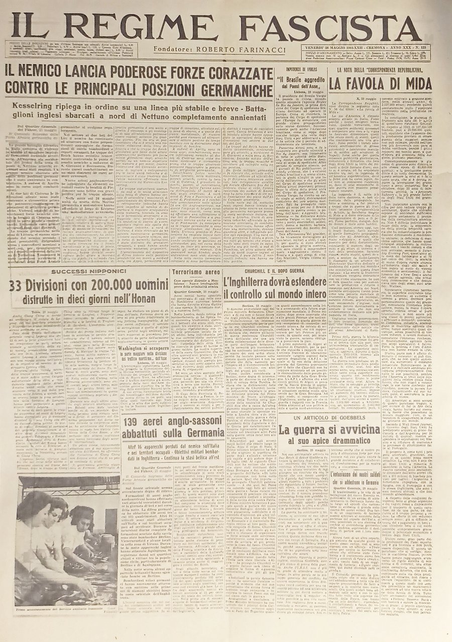 Quotidiano - Il Regime Fascista n. 125 - 1944 La …