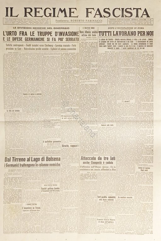 Quotidiano - Il Regime Fascista n. 140 - 1944 Tutti …
