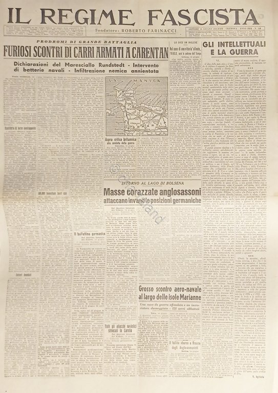 Quotidiano - Il Regime Fascista n. 142 - 1944 Scontri …