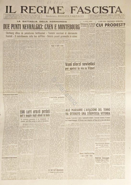 Quotidiano - Il Regime Fascista n. 147 - 1944 Punti …