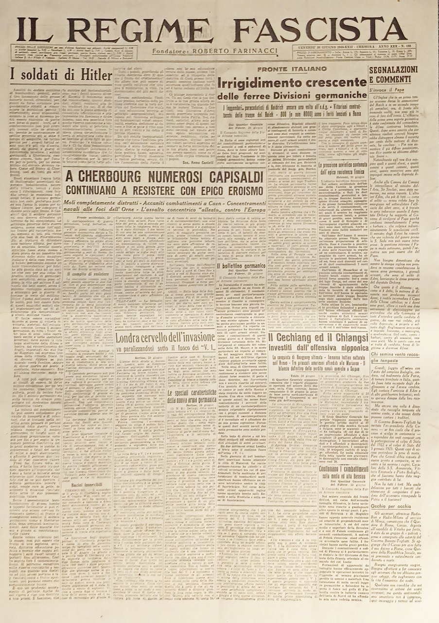 Quotidiano - Il Regime Fascista n. 155 - 1944 A …