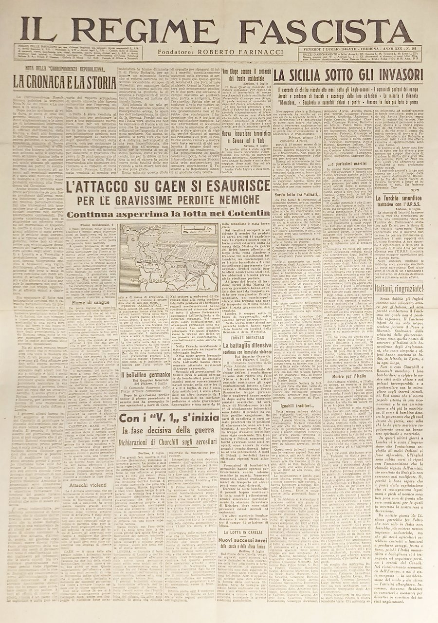 Quotidiano - Il Regime Fascista n. 161 - 1944 La …