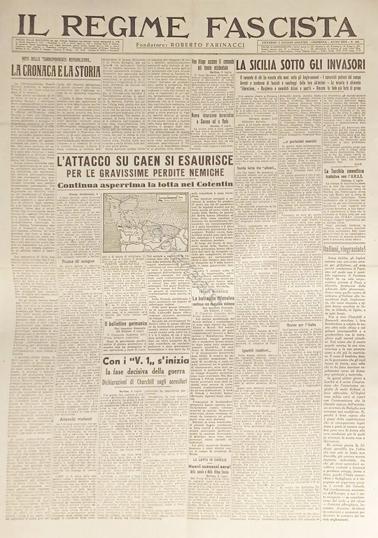 Quotidiano - Il Regime Fascista n. 161 - 1944 La …