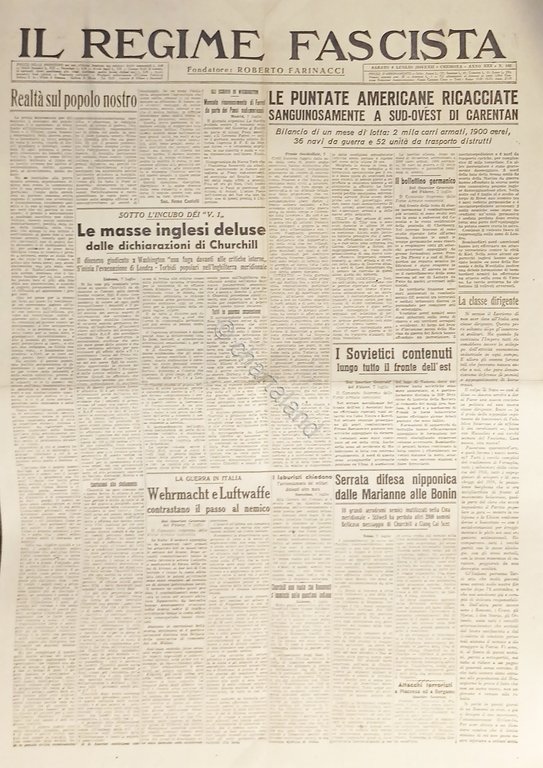 Quotidiano - Il Regime Fascista n. 162 - 1944 Le …