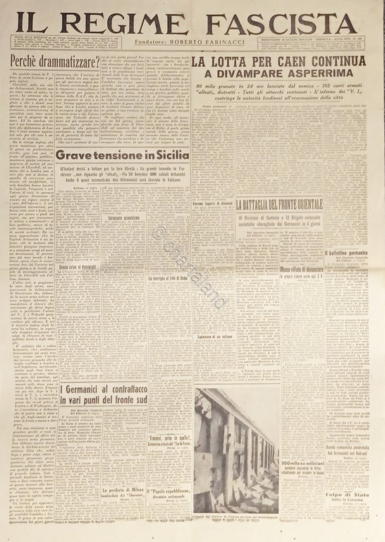 Quotidiano - Il Regime Fascista n. 165 - 1944 La …