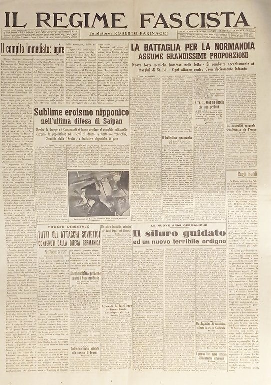 Quotidiano - Il Regime Fascista n. 171 - 1944 La … | Immagine Gallery 1