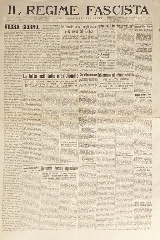 Quotidiano - Il Regime Fascista n. 191 - 1943 La …