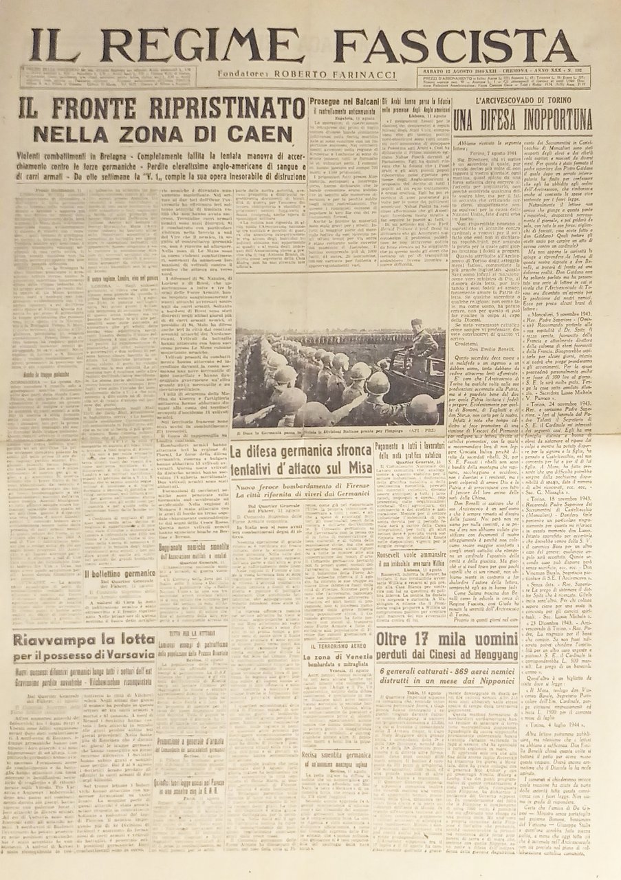 Quotidiano - Il Regime Fascista n. 192 - 1944 Fronte …