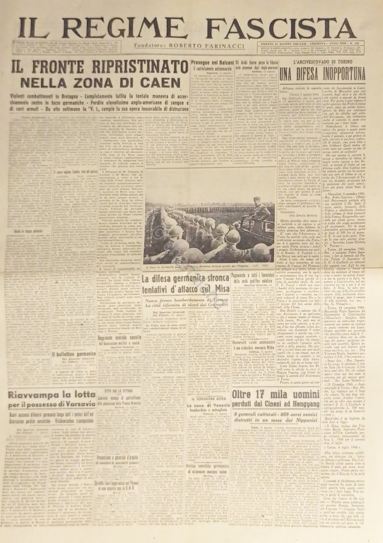 Quotidiano - Il Regime Fascista n. 192 - 1944 Fronte …