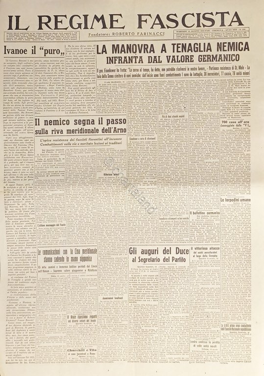 Quotidiano - Il Regime Fascista n. 194 - 1944 La …