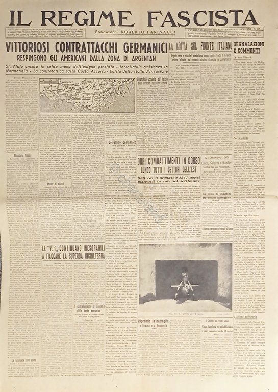 Quotidiano - Il Regime Fascista n. 197 - 1944 Vittoriosi …