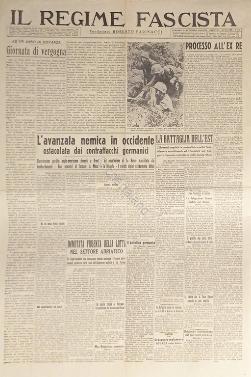 Quotidiano - Il Regime Fascista n. 215 - 1944 Giornata …