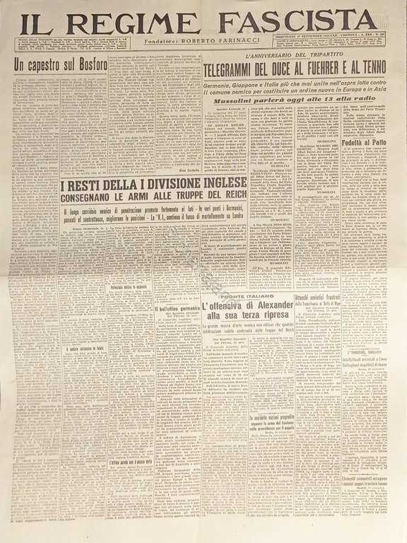 Quotidiano - Il Regime Fascista n. 231 - 1944 I …