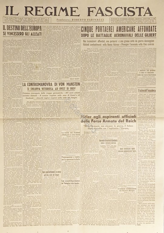 Quotidiano - Il Regime Fascista n. 232 - 1943 La …