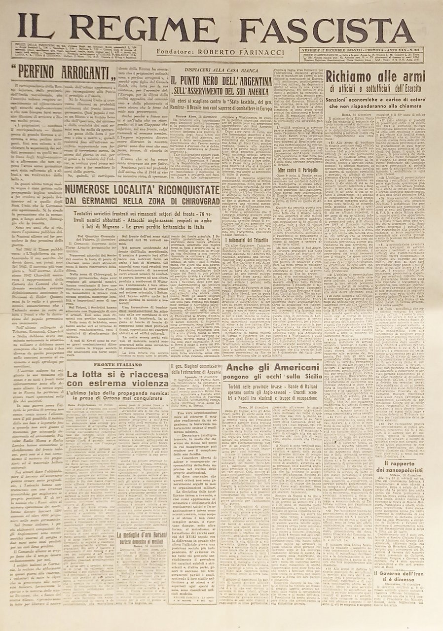 Quotidiano - Il Regime Fascista n. 247 - 1943 Il …