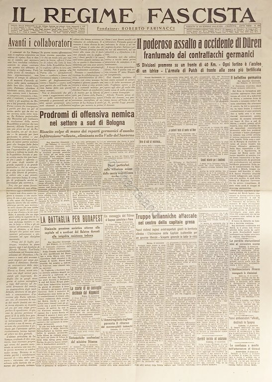 Quotidiano - Il Regime Fascista n. 300 - 1944 Assalto …