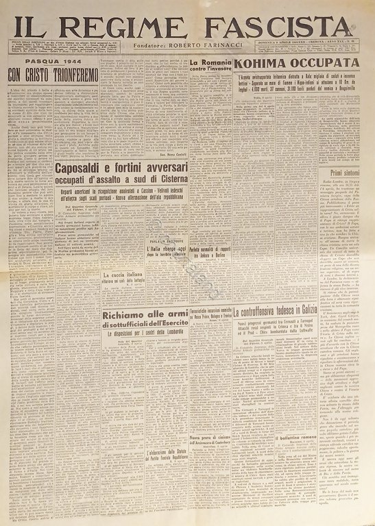 Quotidiano - Il Regime Fascista n. 85 - 1944 Kohima …