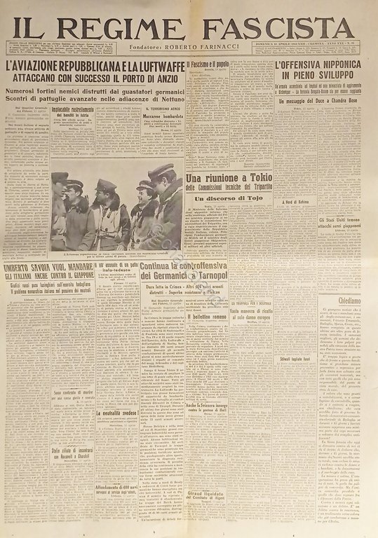 Quotidiano - Il Regime Fascista n. 91 - 1944 Una …