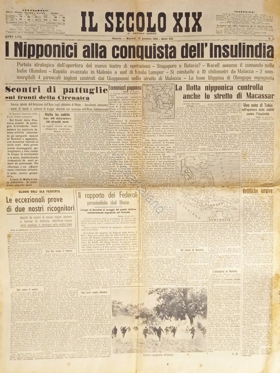 Quotidiano - Il Secolo XIX n. 13 - 1942 Nipponici … | Immagine Gallery 2
