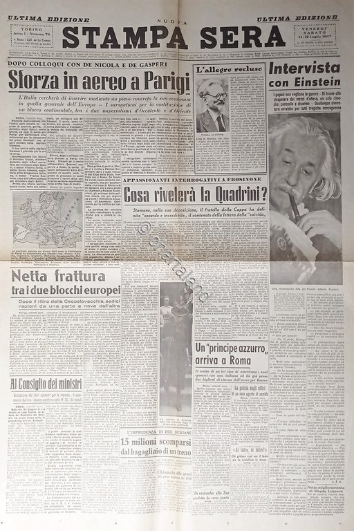 Quotidiano - Nuova Stampa Sera N. 74 - 1947 Sforza …