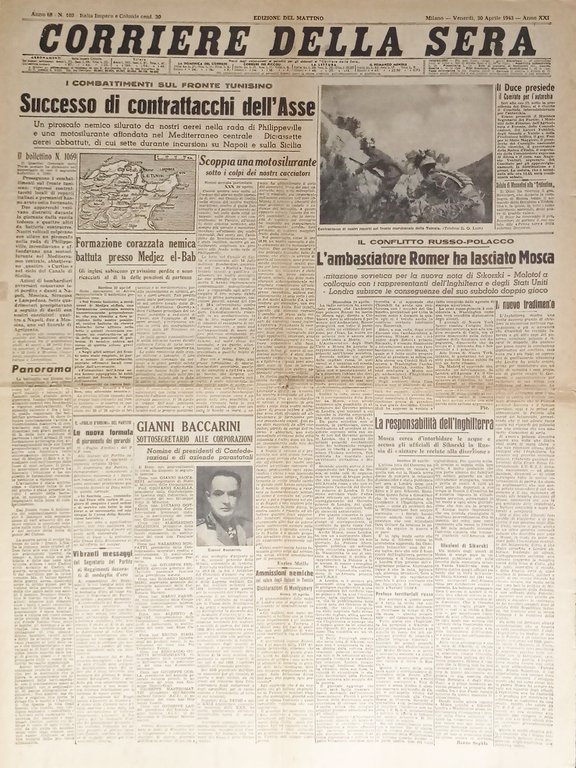 Quotidiano Corriere della Sera N. 103 - 1943 Successo di … | Immagine Gallery 1