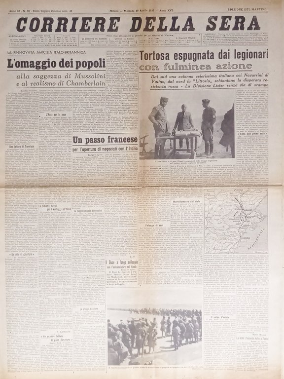 Quotidiano Corriere della Sera N. 93 - 1938 Rinnovata amicizia … | Immagine Gallery 1