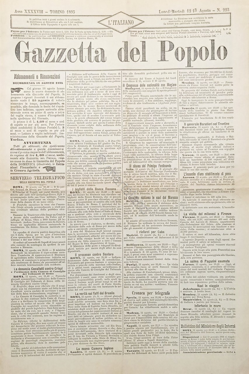 Quotidiano di Torino - Gazzetta del Popolo N. 223 - …