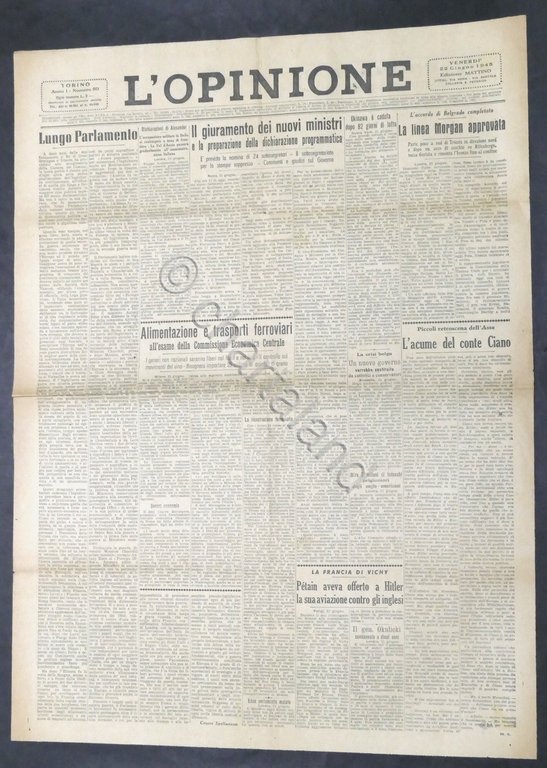 Quotidiano di Torino - L'Opinione - N. 50 - 1945 - Giuramento dei nuovi ministri