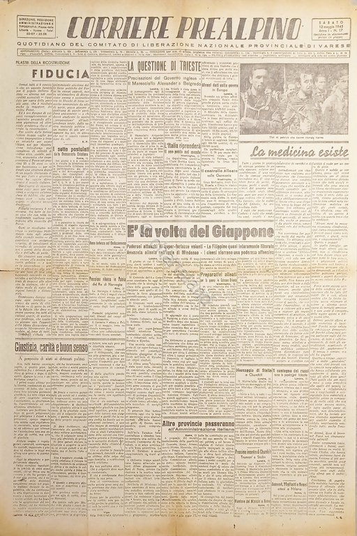 Quotidiano di Varese - Corriere Prealpino N. 17 Anno I Questione di Trieste 1945