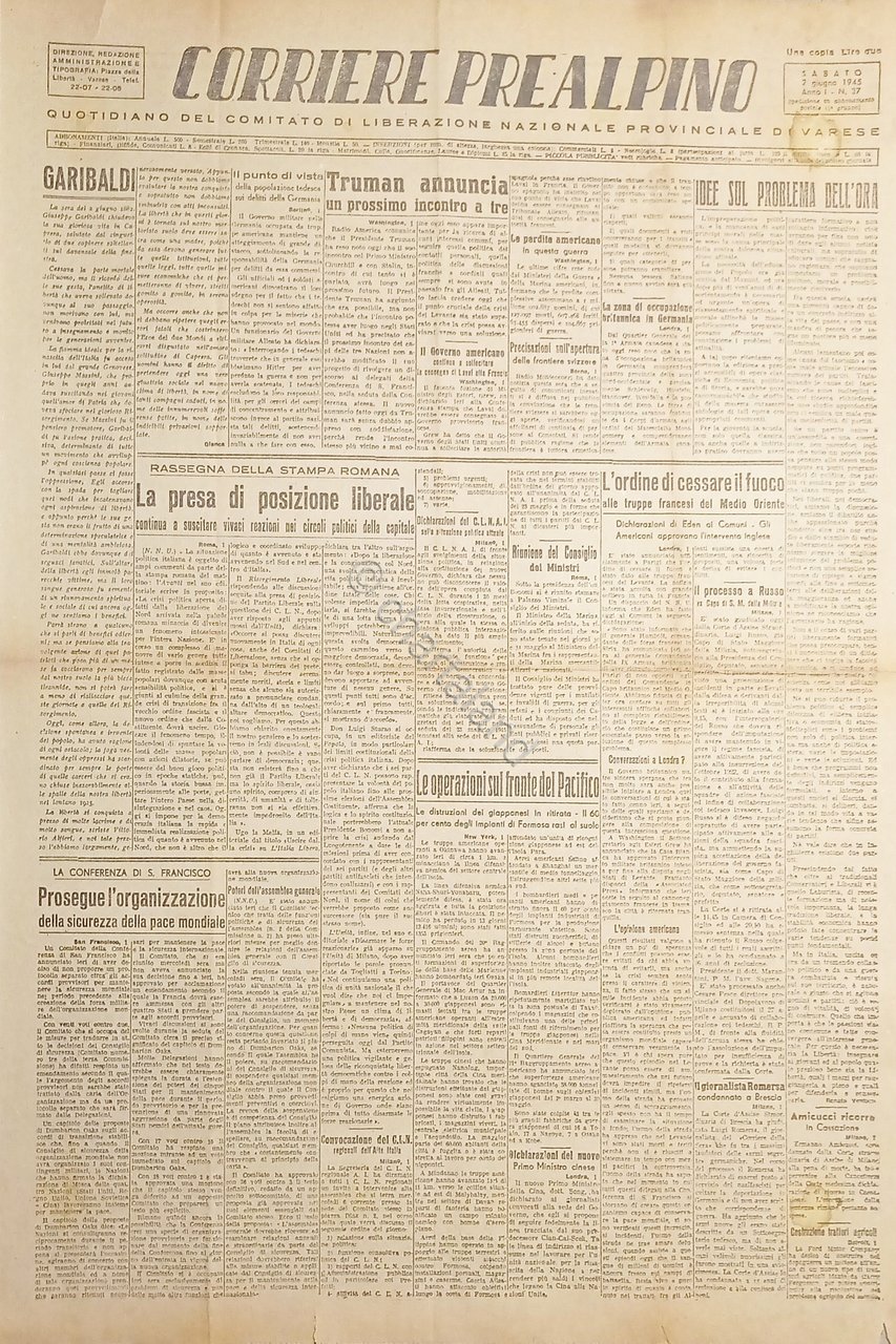 Quotidiano di Varese - Corriere Prealpino N. 37 Anno I …