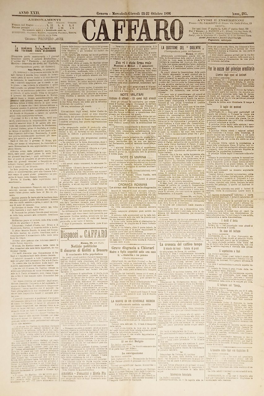 Quotidiano Genova - Caffaro n. 295 - 1896 | Immagine principale