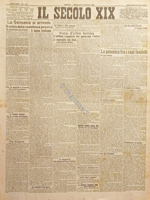 Quotidiano Genova - Il Secolo XIX - n. 229 - …