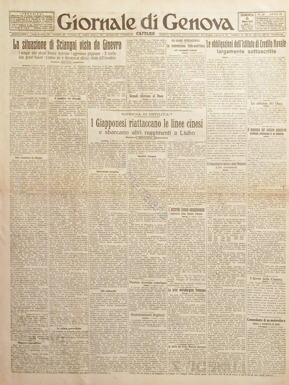 Quotidiano Giornale di Genova N. 57 Situazione di Shanghai vista …