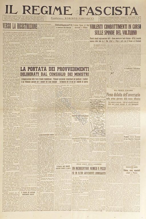 Quotidiano Il Regime Fascista n. 205 - 1943 Combattimenti sulle …